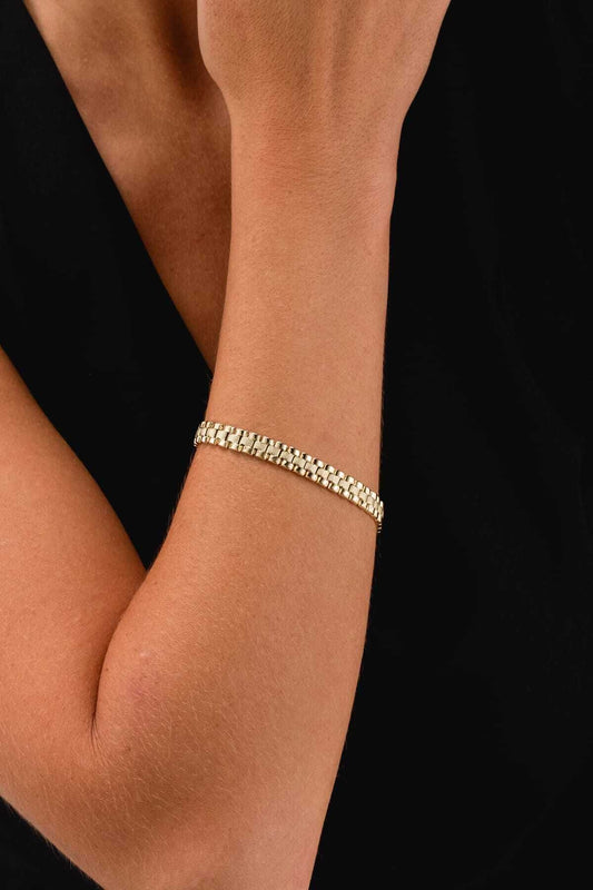14 Carat Gold Double Color Chain Bracelet 7 Mm