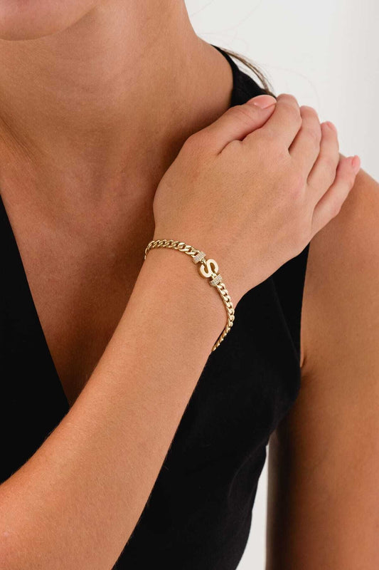 14 Carat Gold S Letter Bracelet Gurmet Bracelet