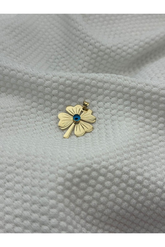 14K Gold Single Clover Pendant