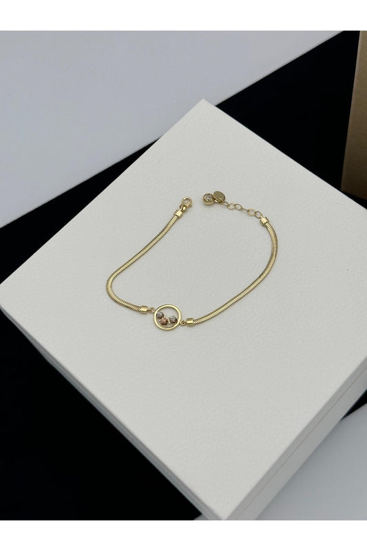 14K Gold Herringbone Design Ball Women's Bracelet