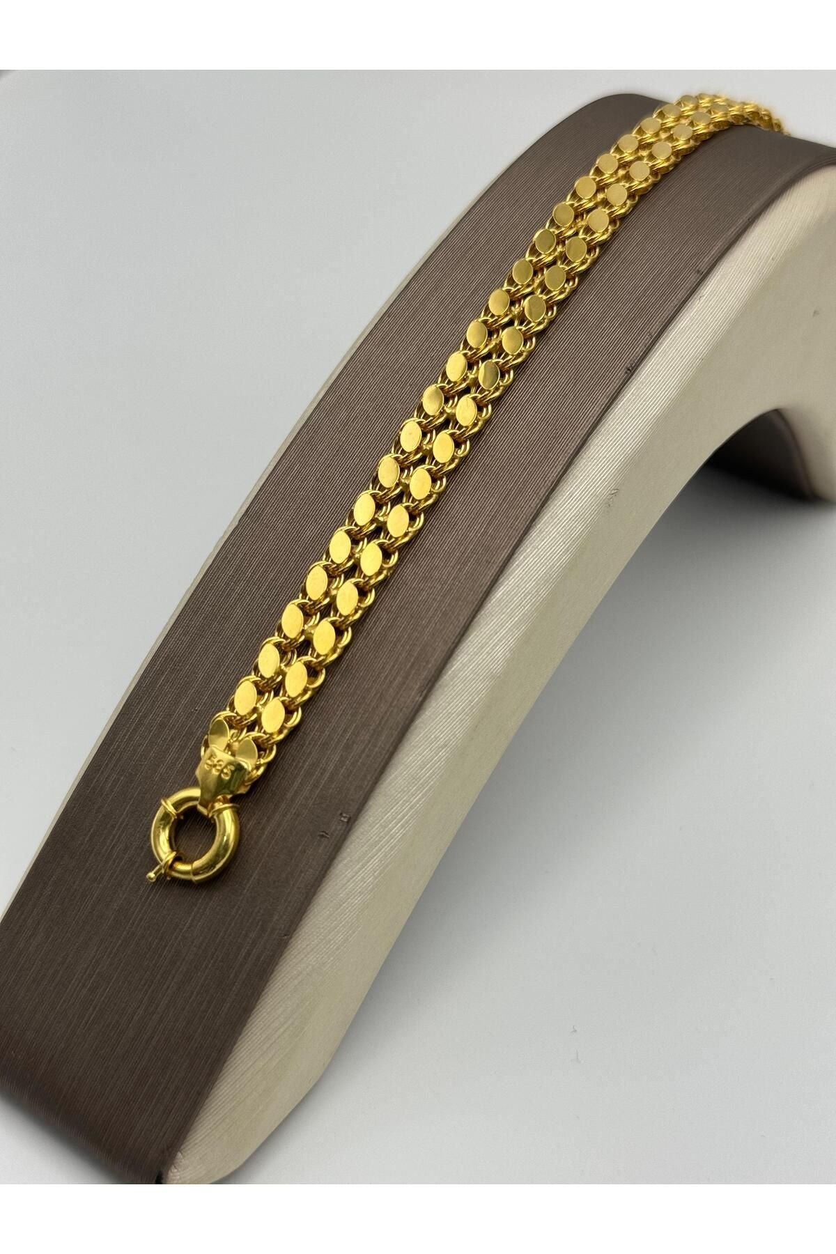 14K Gold Double Row Aleppo Sequin Bracelet