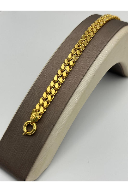 14K Gold Double Row Aleppo Sequin Bracelet
