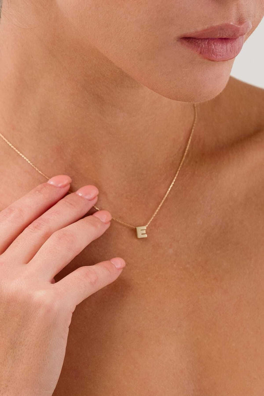 14 Carat Gold Letter E Necklace Gold Necklace