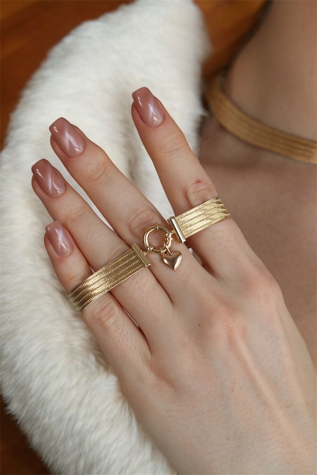 14K Gold Heart Trabzon Wicker Bracelet