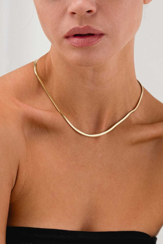 14K Italian Herringbone Thick Gold Chain Necklace 4MM