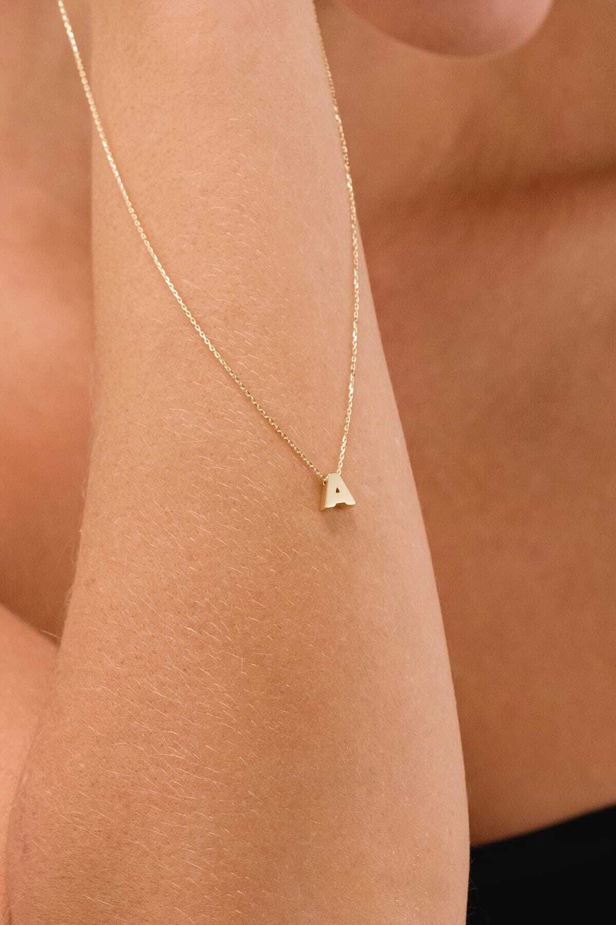 14 Carat Gold Letter A Necklace Gold Necklace