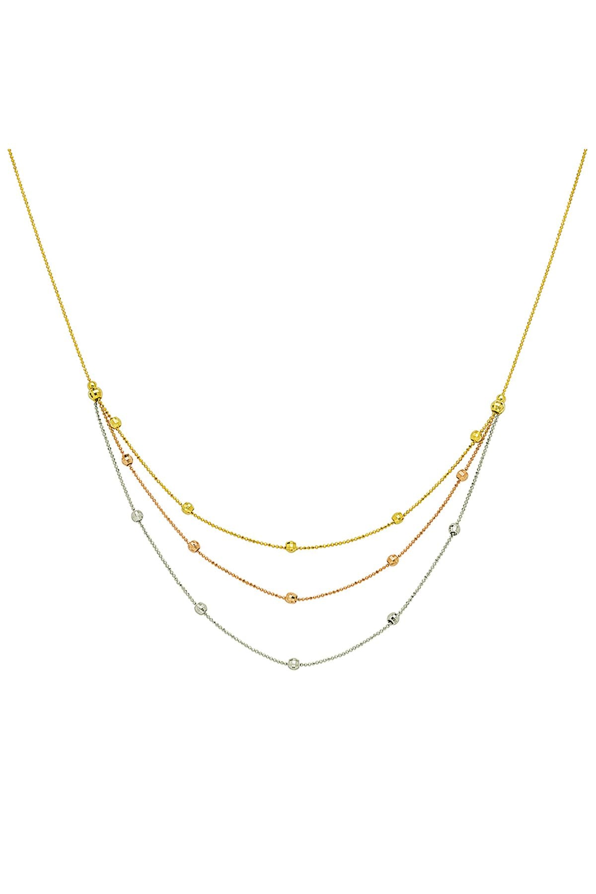 14 Carat Gold 3 Row Ball Stoneless Necklace Gold Necklace