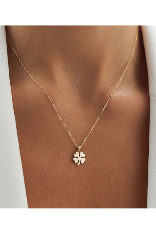 14 Carat Gold Clover Necklace Lucky Necklace Gold Necklace