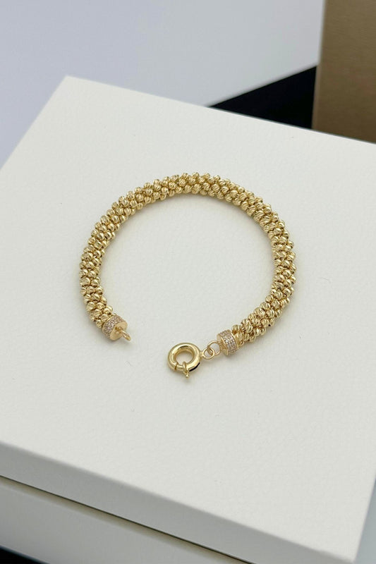 14K Gold Dorika Ball Thick Solid Gold Bracelet
