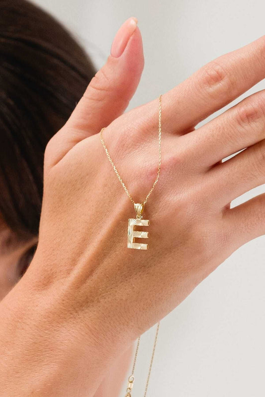 14 Carat Gold Letter E Necklace Gold Letter Necklace