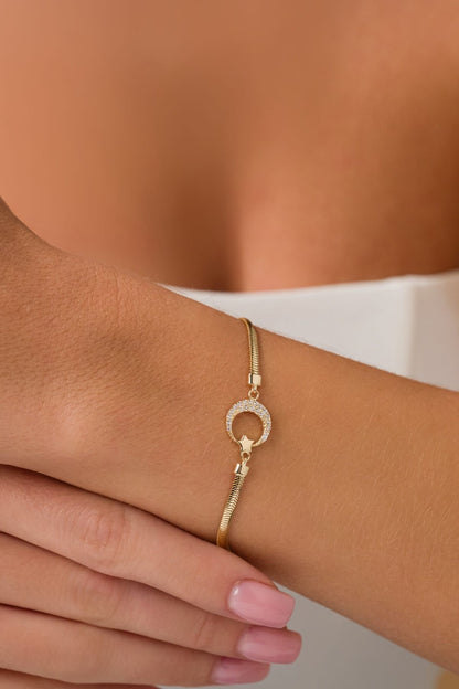 14 Ayar Bayraklı Balıksırtı Altın Bileklik