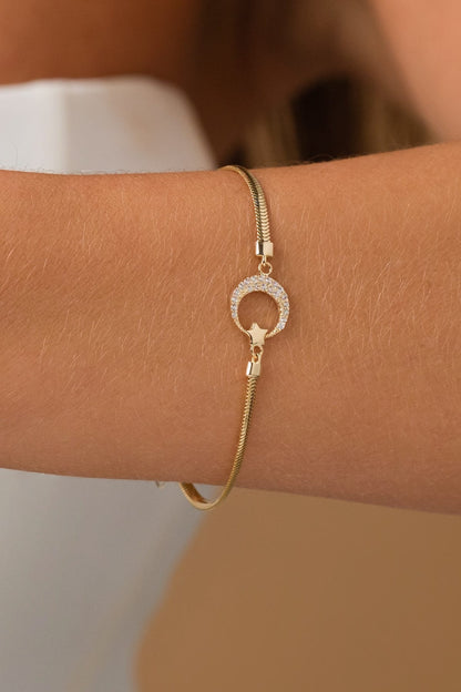 14 Ayar Bayraklı Balıksırtı Altın Bileklik