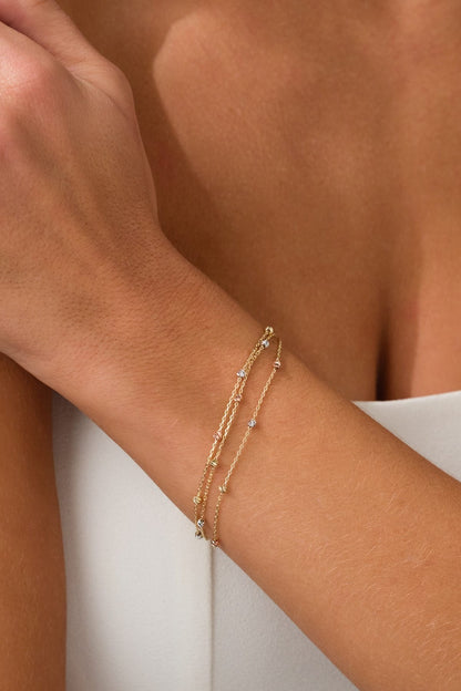 14 Ayar Üç Sıralı Dorika Toplu Altın Bileklik