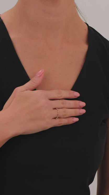 14 Ayar Renkli Dalgalı Tasarım Çıtır Altın Yüzük