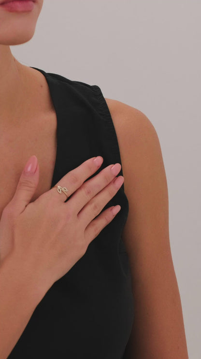 14 Ayar Melek Kanadı Tasarım Taşlı Altın Yüzük