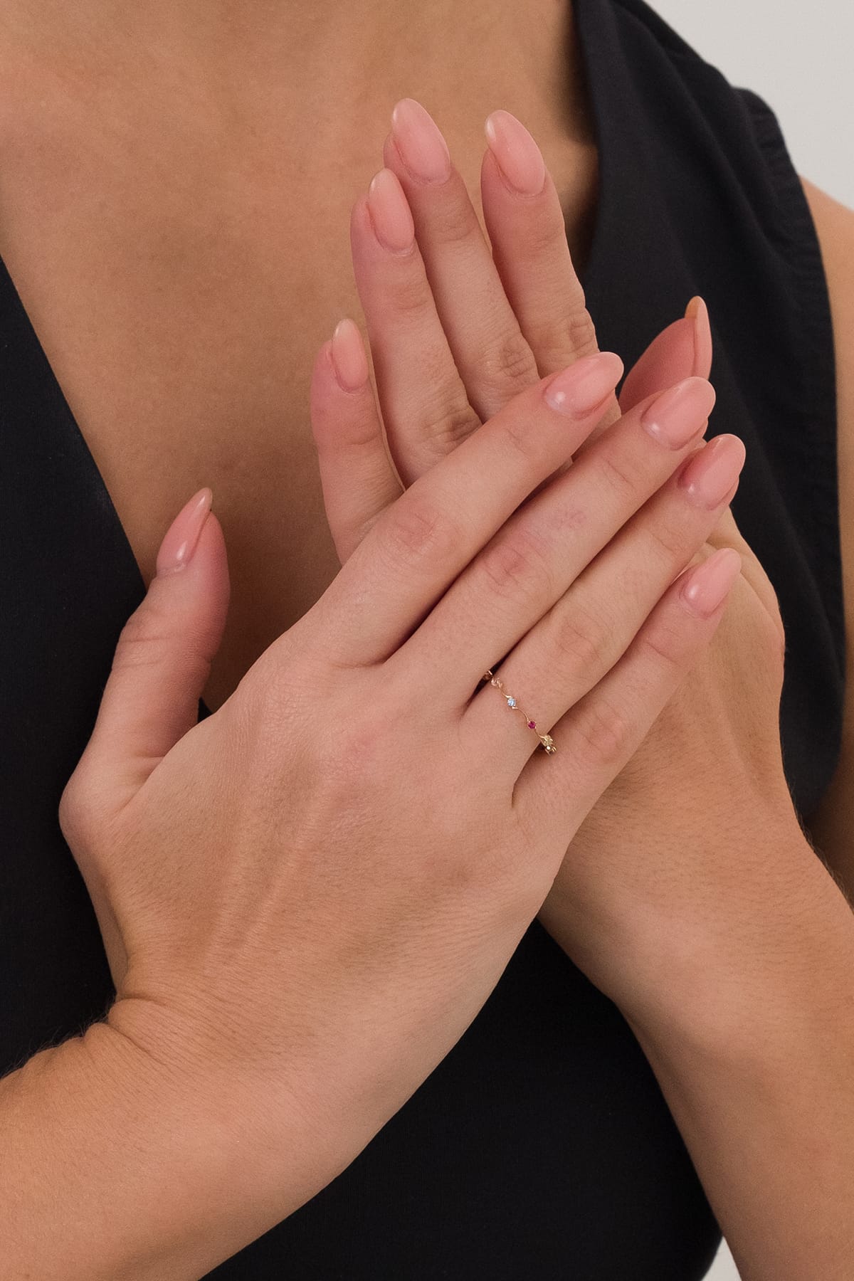 14 Ayar Renkli Dalgalı Tasarım Çıtır Altın Yüzük