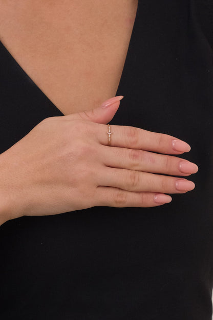 14 Ayar Pembe Taşlı Çıtır Altın Yüzük