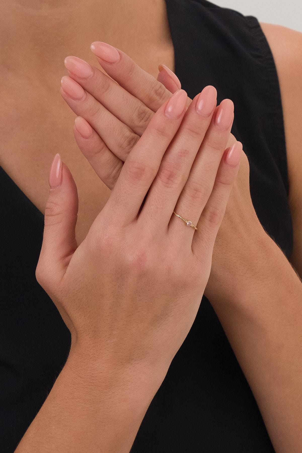 14 Ayar Burgu Pembe Taşlı Çıtır Altın Yüzük