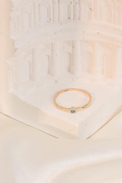 14 Ayar Mavi Taşlı Burgu Model Çıtır Altın Yüzük