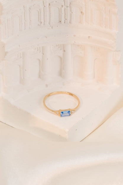 14 Ayar Mavi Çıtır Taşlı Altın Yüzük