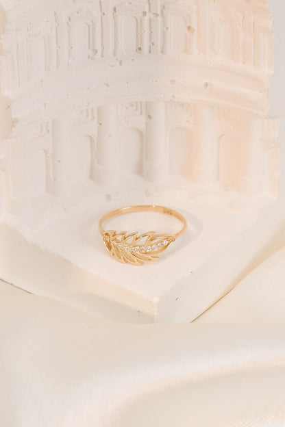 14 Ayar Kanat Tasarım Taşlı Çıtır Altın Yüzük