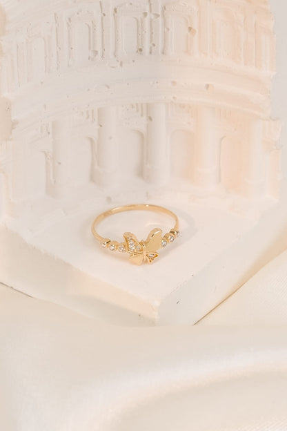 14 Ayar Kelebek Tasarım Çıtır Altın Yüzük