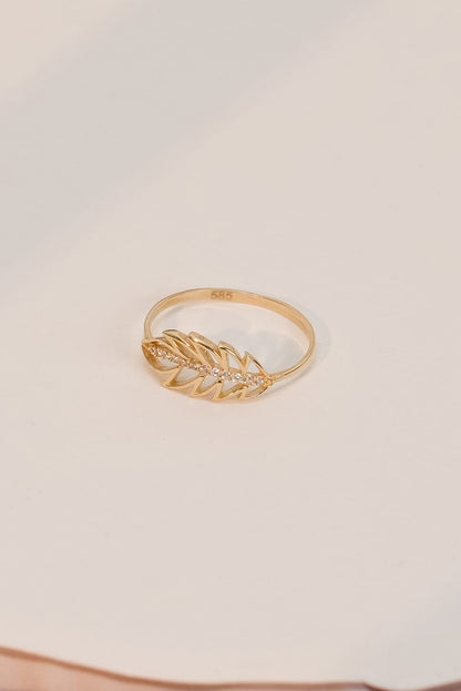 14 Ayar Kanat Tasarım Taşlı Çıtır Altın Yüzük