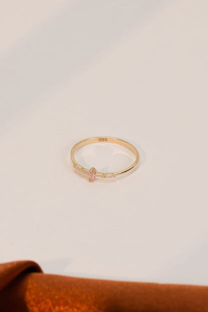 14 Ayar Pembe Taşlı Çıtır Altın Yüzük