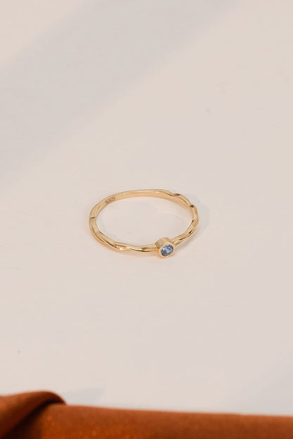 14 Ayar Mavi Taşlı Burgu Model Çıtır Altın Yüzük